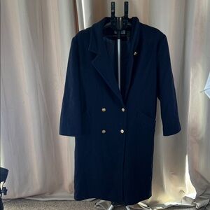 Elegant Women's Dark Blue Trench Coat